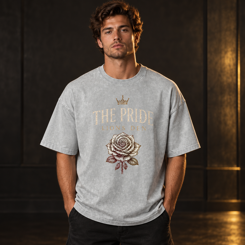 The Pride Rose Snow-Wash Oversized Tee on model