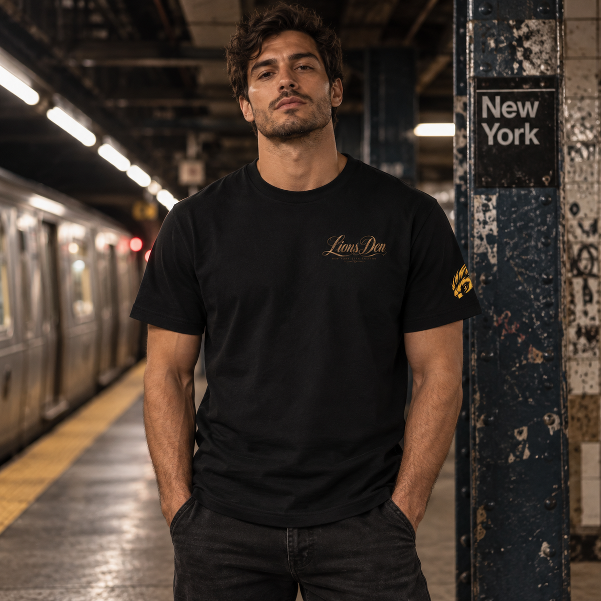 Underground Den tee on model