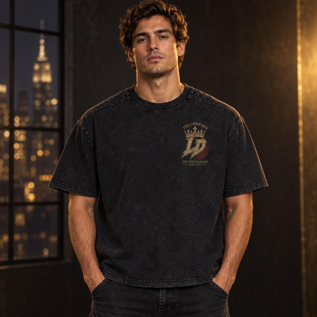 Vintage LD Monogram Vintage-Wash Boxy Tee on model