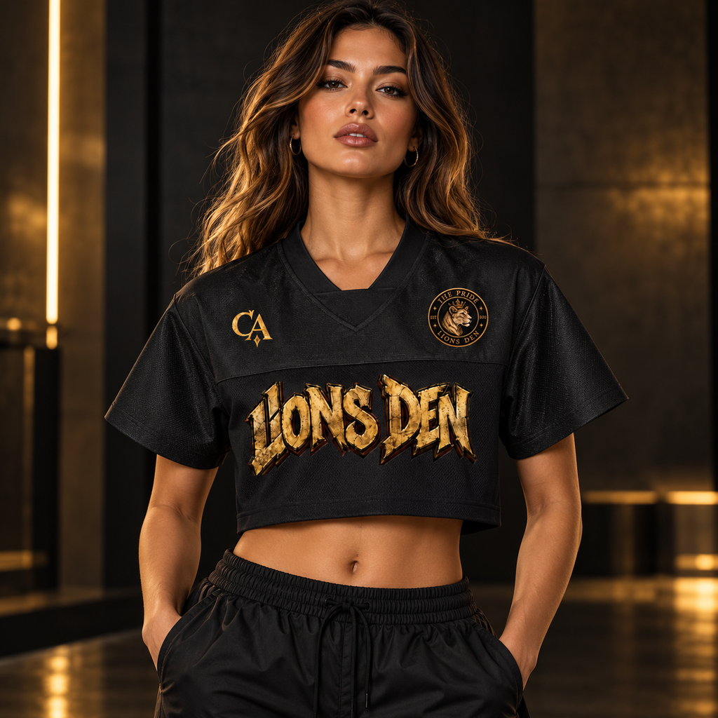 Women’s Cropped Paneled V-Neck Jersey on female model