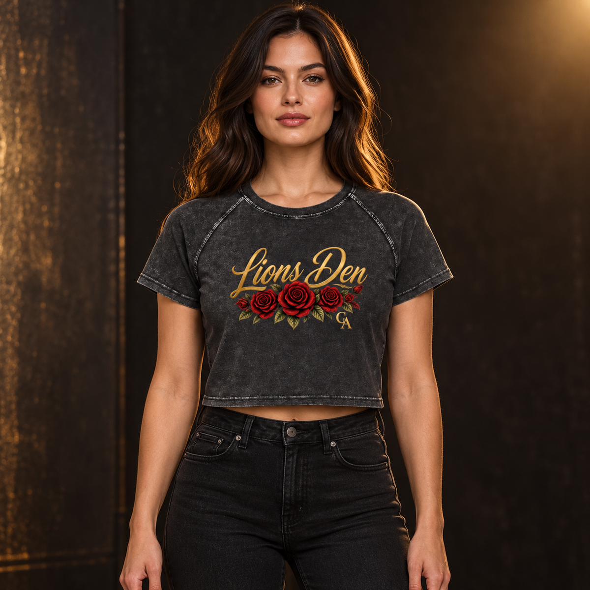 Women's Mineral Wash Raglan Crop T-Shirt on model